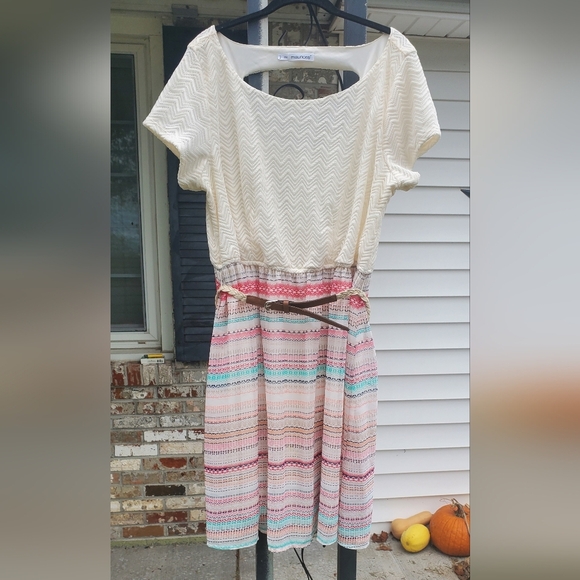 Maurices Cream and Multicolor Chevron Dress - Picture 2 of 8